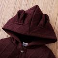 2-piece Toddler Girl Textured Button Design Hoodie Sweatshirt and Solid Color Pants Set Burgundy image 2