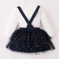 PAW Patrol 2-piece Toddler Girl Skye Sweatheart Tee and Stars Allover Skirt Set Dark Blue/white
