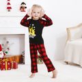 Christmas Reindeer Snowflake and Letter Print Family Matching Red Plaid Raglan Long-sleeve Pajamas Sets (Flame Resistant) Red