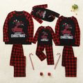 Christmas Reindeer and Letter Print Family Matching Raglan Long-sleeve Red Plaid Pajamas Sets (Flame Resistant) Red
