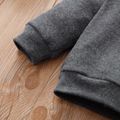 2pcs Baby Girl Solid Long-sleeve Loungewear Pullover and Trousers Set Dark Grey image 3