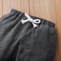 2pcs Baby Girl Solid Long-sleeve Loungewear Pullover and Trousers Set Dark Grey image 4
