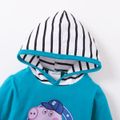 Peppa Pig 2pcs Baby Boy Letter Print Cotton Striped Hoodie and Pants Set Lakeblue