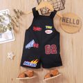 Baby Boy/Girl All Over Number and Letter Print Black Overalls Shorts Black image 2