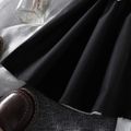 Toddler Girl Lapel Collar Button Design Irregular Hem Black & White Splice Short-sleeve Dress Black/White image 4