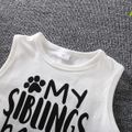 2pcs Toddler Casual Ripped Denim Shorts and Letter Print Sleeveless Tee set White image 1