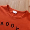 2pcs Toddler Girl Letter Print Short-sleeve Orange Tee and Leopard Print Ruffle Shorts Set Color block