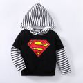 Superman Toddler Boy Striped Colorblock Cotton Hoodie Sweatshirt Black