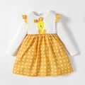 Looney Tunes Toddler Girl Polka dots Splice Ruffled Long-sleeve Cotton Dress Yellow image 3