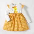 Looney Tunes Toddler Girl Polka dots Splice Ruffled Long-sleeve Cotton Dress Yellow image 2