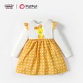 Looney Tunes Toddler Girl Polka dots Splice Ruffled Long-sleeve Cotton Dress Yellow image 1