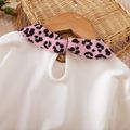 Toddler Girl Faux-two Leopard Print Splice Doll Collar Long-sleeve Dress White image 5
