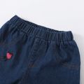 2pcs Toddler Girl Off Shoulder Long-sleeve Cami Tee and Flared Denim Jeans Set Hot Pink image 5