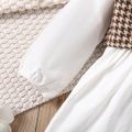 2pcs Toddler Girl Lapel Collar Long-sleeve White Shirt Dress and Houndstooth Vest Set White image 4