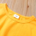 2pcs Toddler Girl Casual Letter Print Webbing Design Tee and Pants Set Yellow image 4