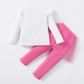 Barbie 2pcs Toddler Giel Ruffled Long-sleeve Cotton Tee and Mesh Skirt Leggings Set White image 3