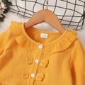 2pcs Toddler Girl Sweet Ripped Cotton Denim Jeans and Doll Collar Crepe Blouse Set Yellow image 4