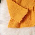 2pcs Toddler Girl Sweet Ripped Cotton Denim Jeans and Doll Collar Crepe Blouse Set Yellow image 5