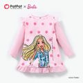 Barbie Toddler Girl Polka Dots and Character Print Long-sleeve Dress Pink image 1