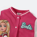 Barbie Toddler Girl Character Print Colorblock Button Design Bomber Jacket Hot Pink image 1