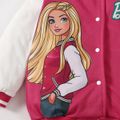 Barbie Toddler Girl Character Print Colorblock Button Design Bomber Jacket Hot Pink image 5