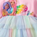 Barbie Toddler Girl Layered Mesh Splice Long-sleeve Cotton Dress Pink image 4