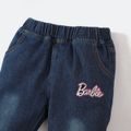 Barbie 2pcs Toddler Girl Ruffled Cotton Sweatshirt and Flared Denim Jeans Set Hot Pink image 5