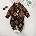 2pcs Toddler Boy Boho Exotic Lapel Collar Cotton Shirt and Pants Set Brown image 1