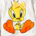 Looney Tunes 2pcs Toddler Girl Bowknot Design White Cotton Sweatshirt and Polka dots Pants Set White image 4