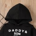 2pcs Toddler Boy Trendy Ripped Cotton Denim Jeans and Letter Print Hoodie Sweatshirt Set Black image 5