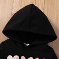 2pcs Toddler Boy/Girl Trendy Valentine's Day Heart Print Hoodie Sweatshirt and Pants Set Black image 4
