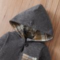 2pcs Toddler Boy Classic Plaid Splice Hoodie Sweatshirt and Pants Set Grey image 4