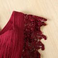 Baby Girl 100% Cotton Crepe Lace Design Sleeveless Romper Burgundy image 5