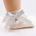 Baby / Toddler Girl Bow Decor Lace Design Pearl Decor Socks Creamy White image 1