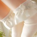 Baby / Toddler Girl Bow Decor Silk Design Stretchy Solid Socks White image 3