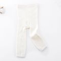 Baby Multi Color Solid Ribbed Tights Leggings White image 1
