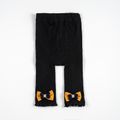 Solid Bow and Ruffle Decor Baby Pants Leggings Black image 1