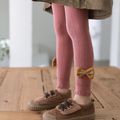 Kid Girl Bowknot Design Scallop Trim Leggings Pink