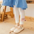 Kid Girl Solid Color Bowknot Design Leggings White
