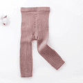 Legging elástica texturizada com nervuras de cor sólida para menina infantil Rosa