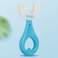 Kids New Toothbrush with U-Shaped Food Grade Silicone Brush Head,  Manual Toothbrush Oral  Cleaning Tools for Children Training Teeth Cleaning Whole Mouth Toothbrush for Kids Sky blue