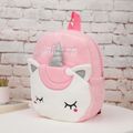 3-pack Toddler Cartoon Unicorn Plush Backpack & Crossbody Bag & Purse Set Light Pink