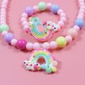 2-pack Cartoon Unicorn Rainbow Mermaid Princess Beaded Necklace and Bracelet Set for Girls Color-D