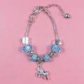 Unicorn Pendant Bracelet Artificial Gems Bracelet for Girls Blue