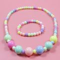 2-pack Candy Color Beaded Necklace and Bracelet Set for Girls Color-B