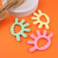 Baby Silicone Teether Six-finger Shape Easy to Grip Teether Soothing Pacifier Teething Relief Baby Chew Toy Pale Yellow