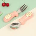 Baby Stainless Steel Utensils Spoons Forks Set Baby Toddler Self-Feeding Training Utensil Light Pink image 2