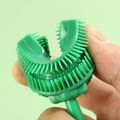 Kids Cartoon Dinosaur U Shaped Silicone Toothbrush Toddlers Manual Whole Mouth Silicone Tooth Brush Teeth Cleaning Dark Green image 3