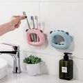 Creative Toothbrush Holder Wall-Mounted Free Punch Tooth Brush Storage Rack Bathroom Accessories Pink image 2