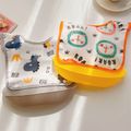 Baby Detachable Waterproof Bibs Adjustable Toddlers Feeding Bibs with Food Catcher Pocket Yellow image 2